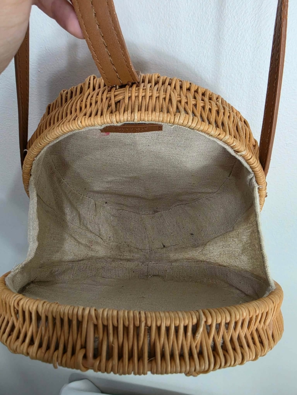 Zara Woven Round Crossbody Tan Bag - Picture 6 of 10